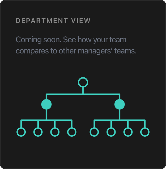 The Department view tile, marked coming soon, with a drawing of a team tree: one manager above two teams.